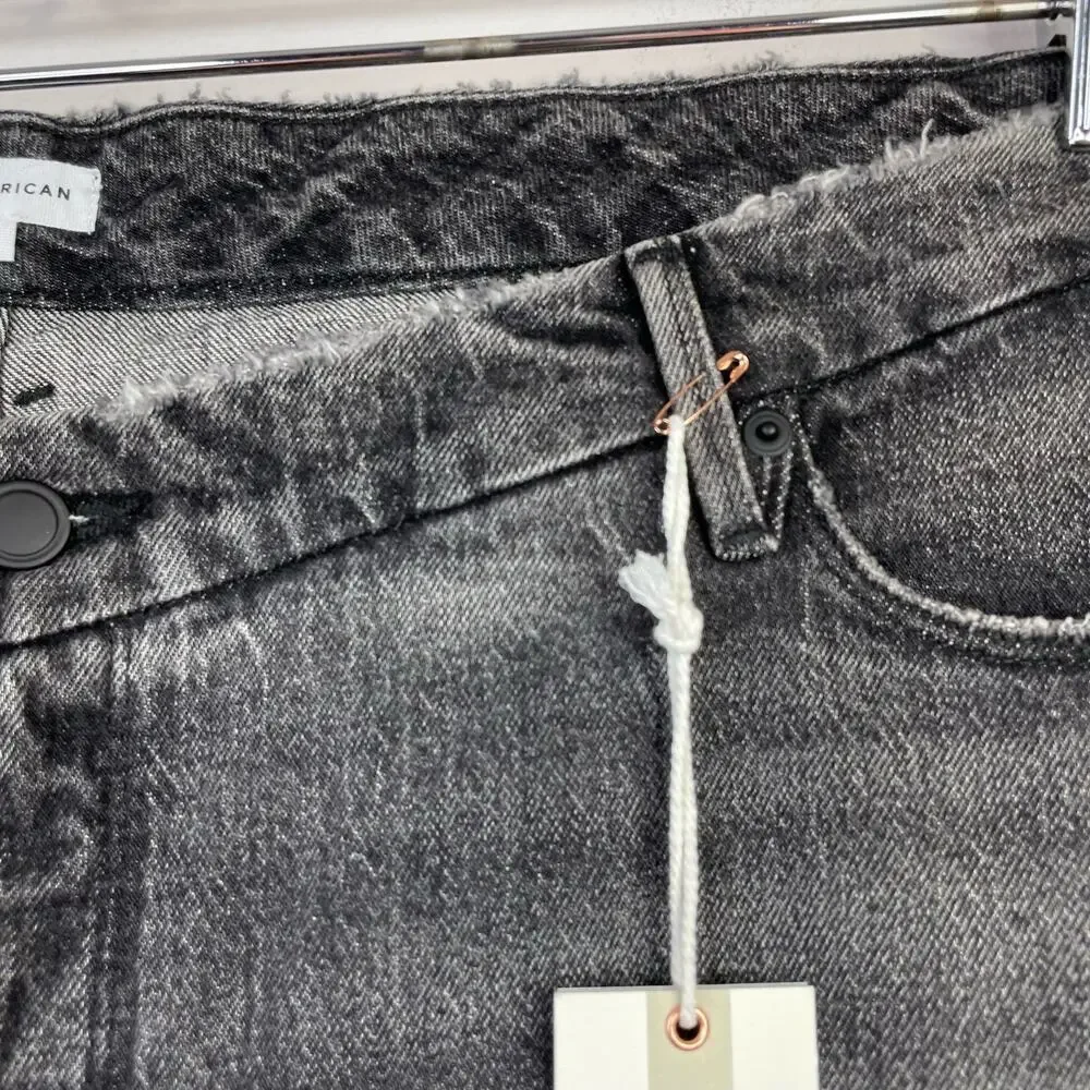 Good American Good Classic Low Waist Fray Black Gray Ankle Jeans womens 20 new - Picture 6 of 16